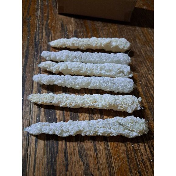 Set 6 Off White Cream Ivory Icicle Christmas Holiday Tree Ornaments - Picture 4 of 4